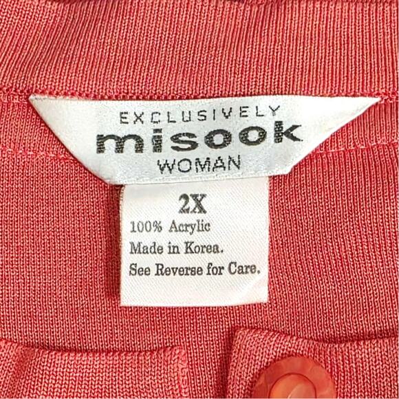 Misook Long Sleeve Embroidered Knit Button Up Cardigan Sweater Pink Plus Size 2X - Picture 3 of 8
